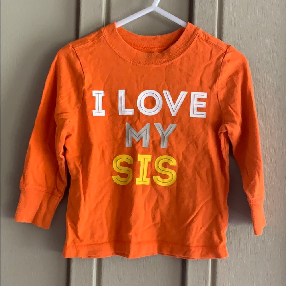 Old Navy Orange I Love My Sis Long Sleeve Shirt size 18-24M